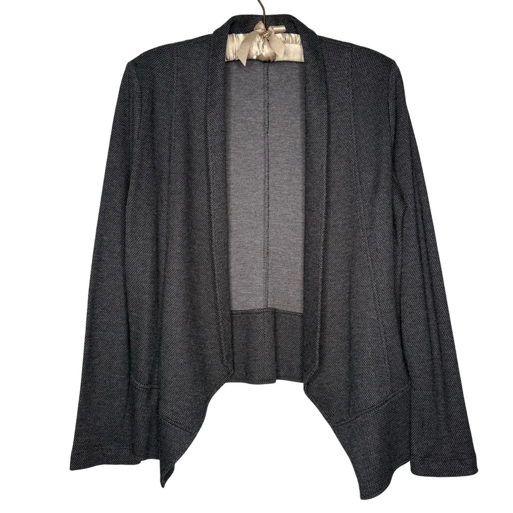 Eileen Fisher M Gray Open Front Cardigan Jacket Minimalist Asymmetrical $248